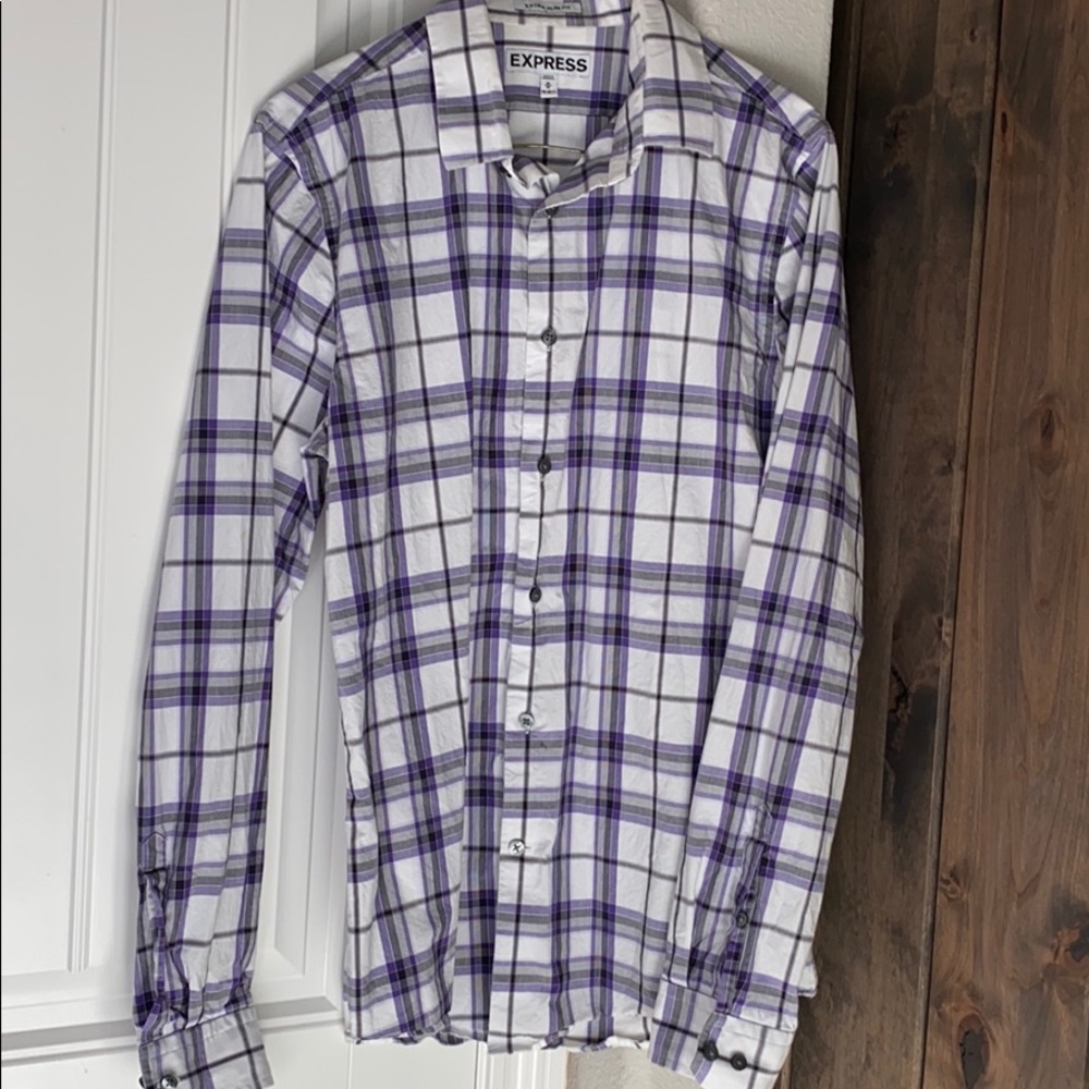Men’s Purple Plaid Dress Shirt